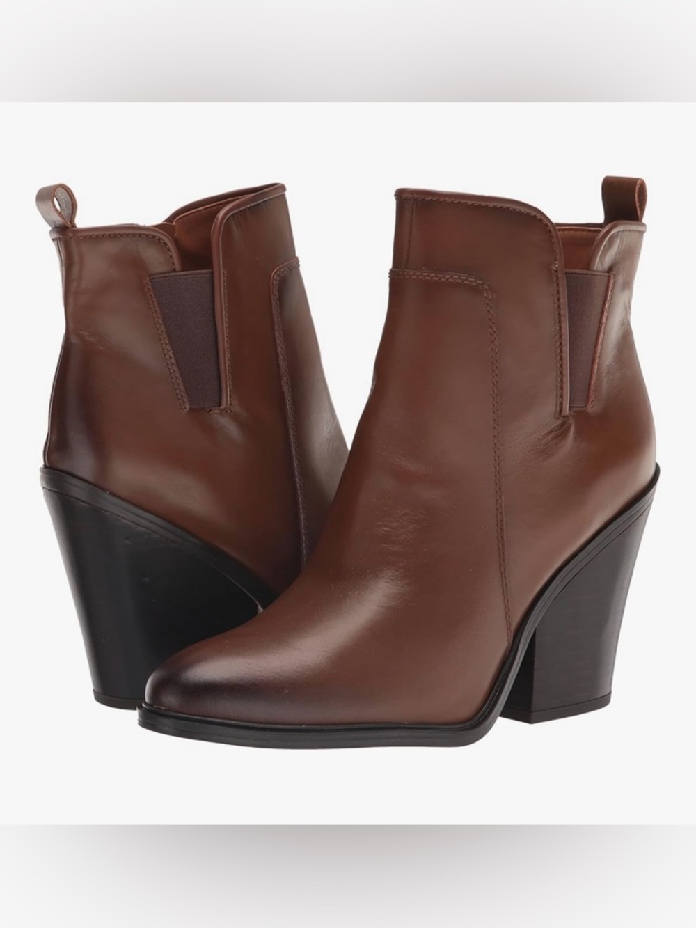Franco Sarto Brown Leather L-Gamble Ankle Booties Size 9 BNIB
